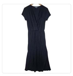 ModCloth Navy Blue V-Neck Maxi Dress Short Sleeve Soft Jersey Large